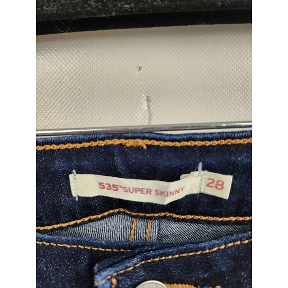Levis 535 Blue Denim Dark Wash Super Skinny Jeans Size 28 - Picture 3 of 8